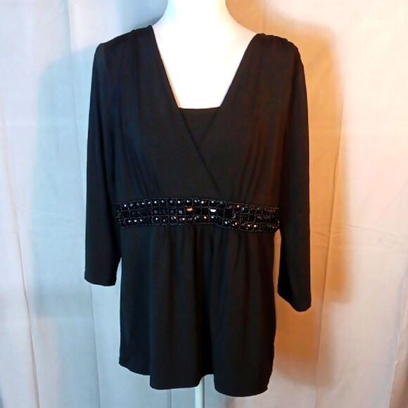 Black Tunic with Embellished Beaded Waist - Picture 1 of 6
